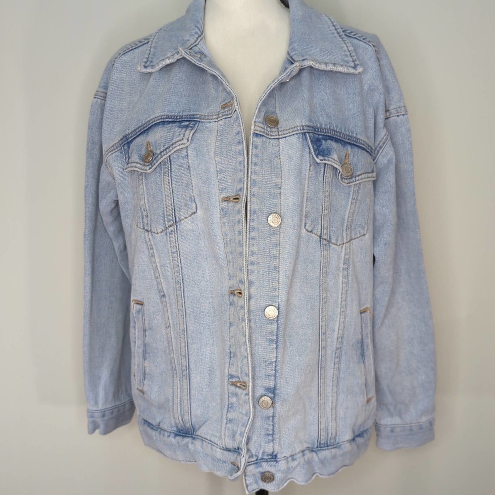 PacSun Womens Jean Jacket Denim Button-Up Pockets Collar Cotton Light Wash XS/S